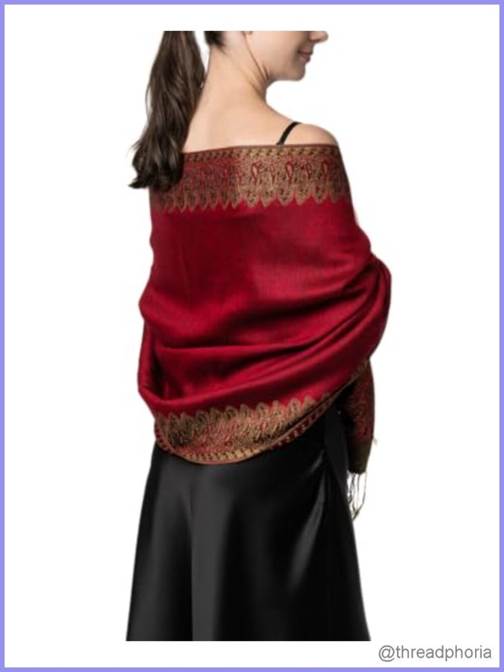 Paisley Pashmina Shawl Wrap Viscose-Acrylic Jacquard Fringe 80x28